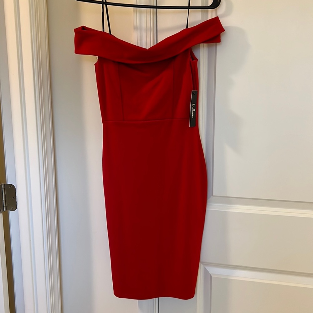 NWT - lulus red off the shoulder dress